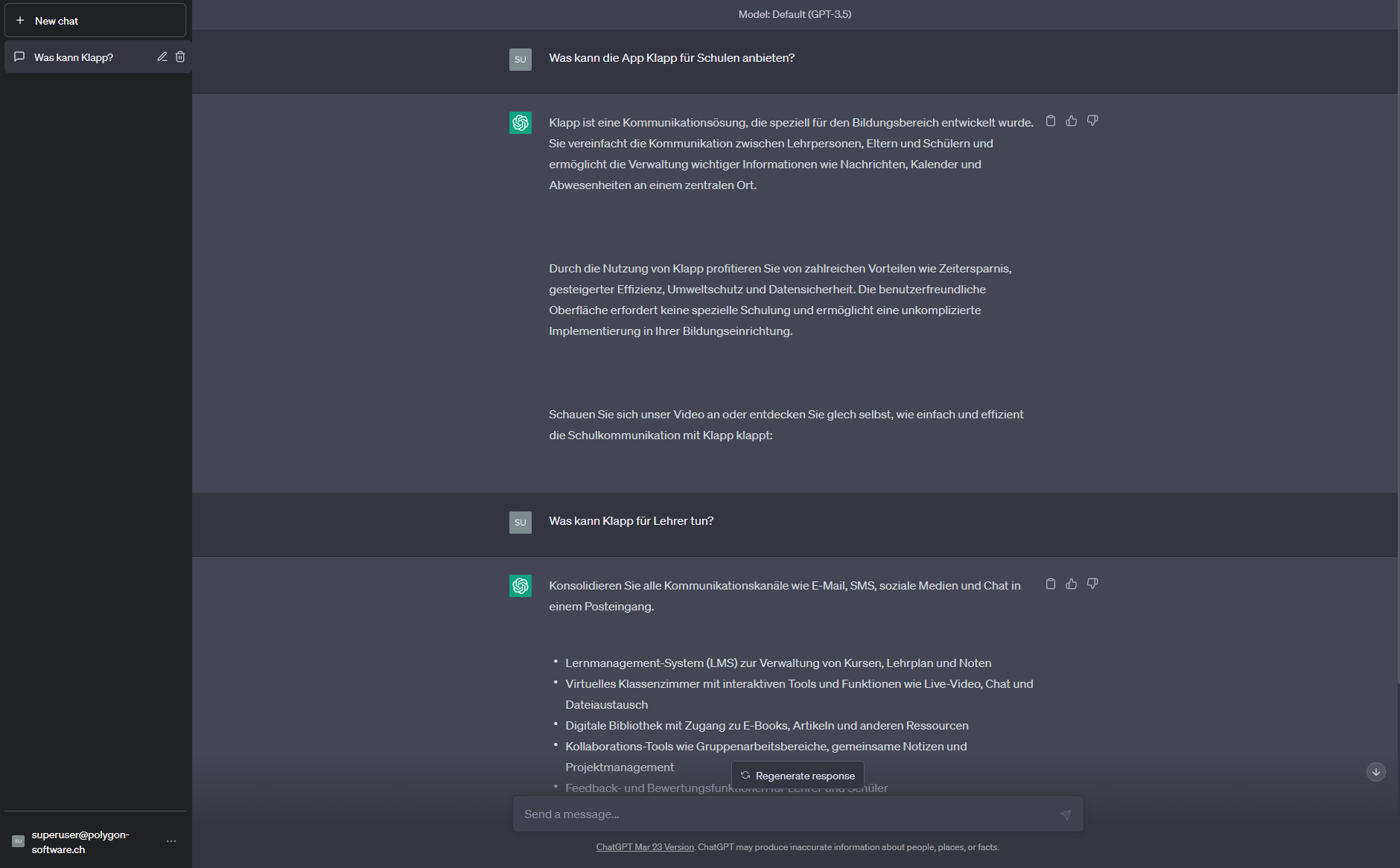 Klapp: GPT Support Chatbot screenshot
